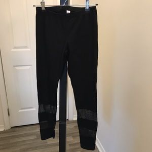 Black Leggings with mesh at bottom